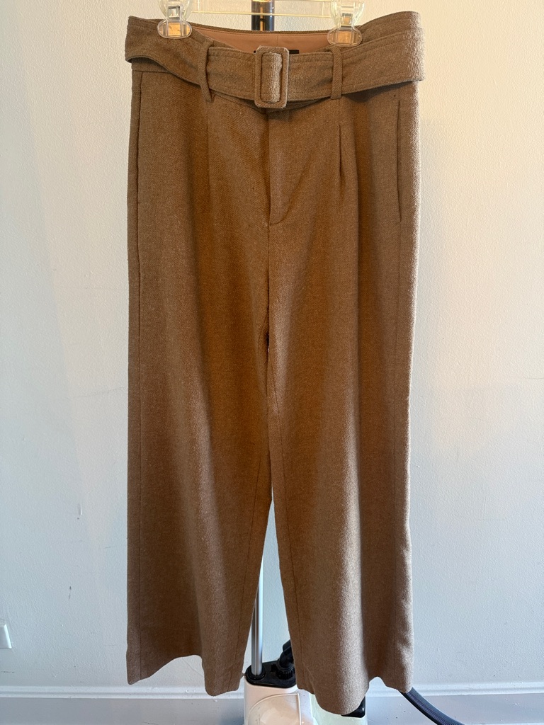 Banana Republic Brown High-Waist Boot Cut Pants With Fabric Belt